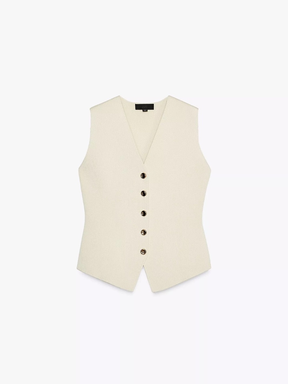 Zara Cream Button-Front Tailored Vest